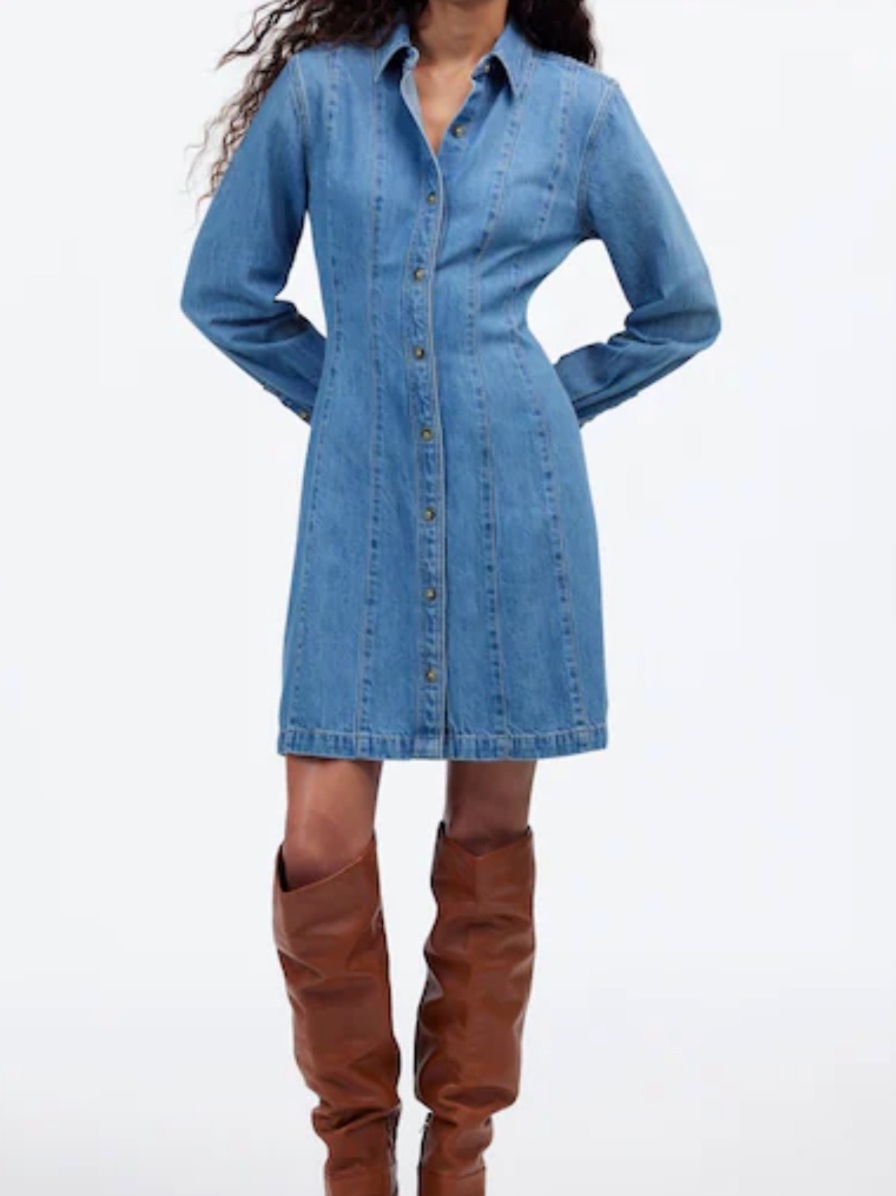Madewell Light Blue Long-Sleeve Button-Front Denim Dress 6 NWT